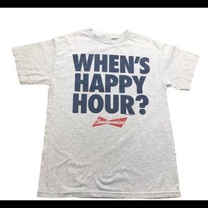 Budweiser Retro Shirt Beer Buds When's Happy Hour Graphic Tee Medium